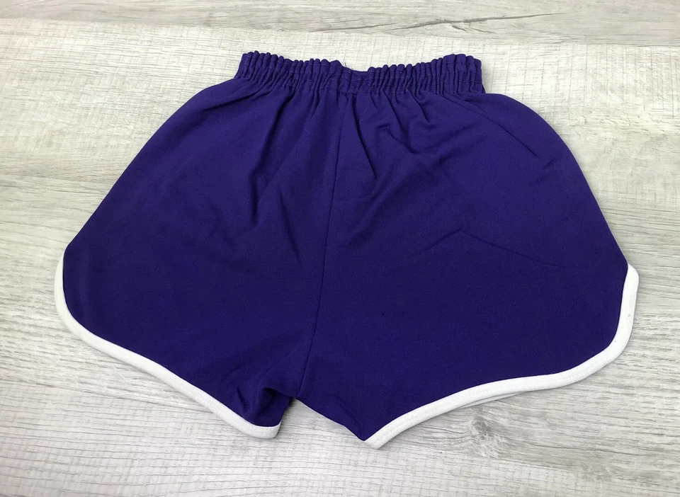 Pantalones Cortos Campeón Vintage Años 70 80 Gimnasio PE Atletismo Púrpura Nylon Hecho en EE. UU. Niños S Foto 4 de 4