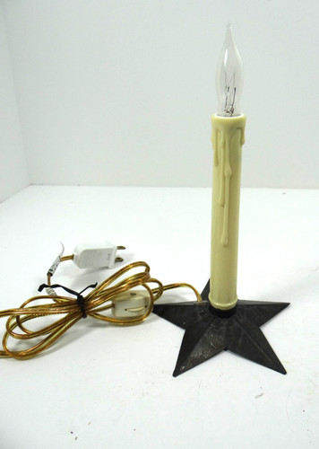 Electric Window Table Candle Lamp Star Metal Base Rustic Finish Drippy Candle