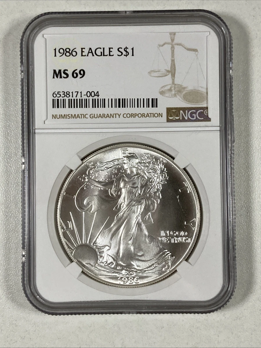 25+ American Eagle MS 69 Graded 1986 Silver Bullion Coins for sale