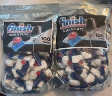 TWO 100 Count Finish Quantum Powerball Dishwasher Detergent Tablets-Sealed Bags