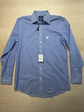 NWT Stafford Shirt Mens 15.5 34/35 Blue Stripe Travel Easy Care Broadcloth Dress