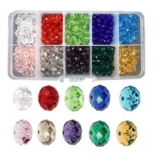Renashed Wholesale Briolette Crystal Glass 500pcs 6mm Beads 6mm, Assorted