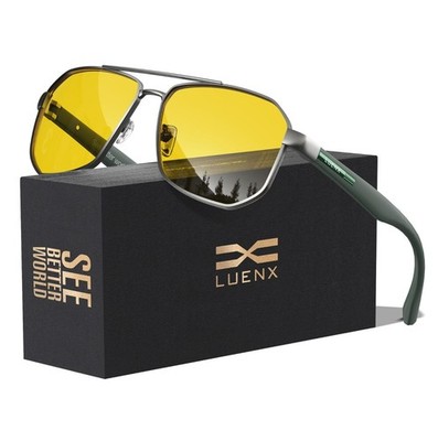 Men's Polarized Aviator Sunglasses UV400 - Square Polygon Shades with Accessorie