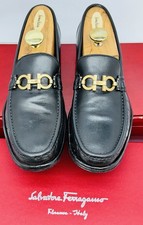 Ferragamo Black Loafers 9 Gold Gancini Horse Bit Luxe Shoes New Insoles