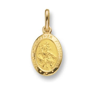 Oval Gold St. Christopher Yellow Gold British Made Hallmarked