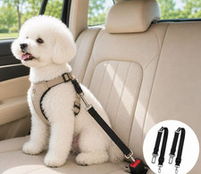 2PCS Dog Car Seat Belt Adjustable Pet Safety Harness Tether for Vehicle Travel