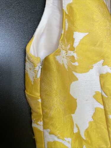 Next Dress Ladies Size 8 Yellow Jacquard Mini Tulip Occasion Wedding Guest - Picture 11 of 12