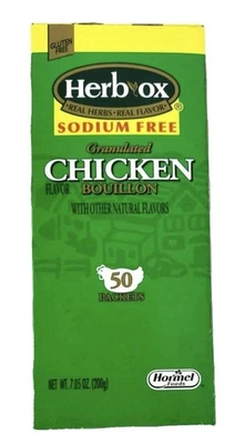 Hormel Herb Ox Chicken Bouillon Gluten Free Sodium Free 50 Pcks Base Stock Broth