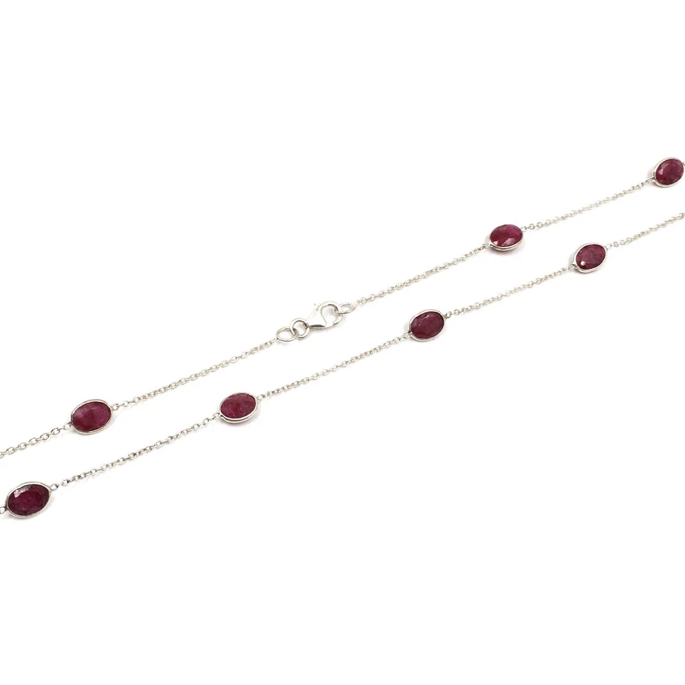 103 cm collier collana extra lunga argento 925 gioiello catenina spinello... - Immagine 4 di 4