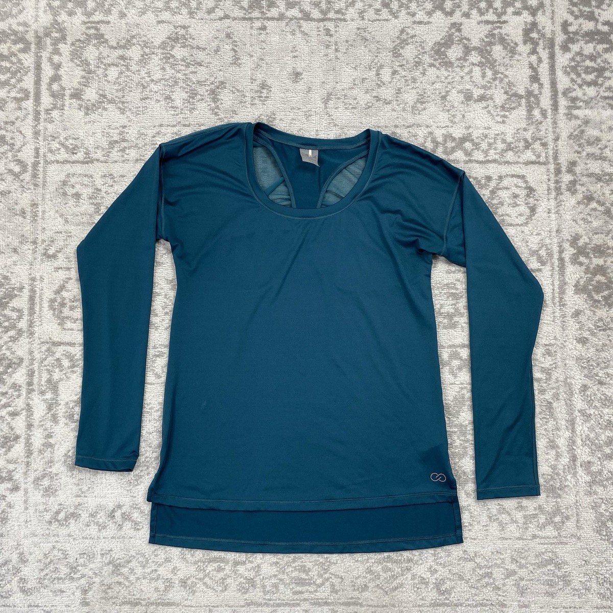 Calia by Carrie Underwood Long Sleeve Mesh Back Top Deep Teal