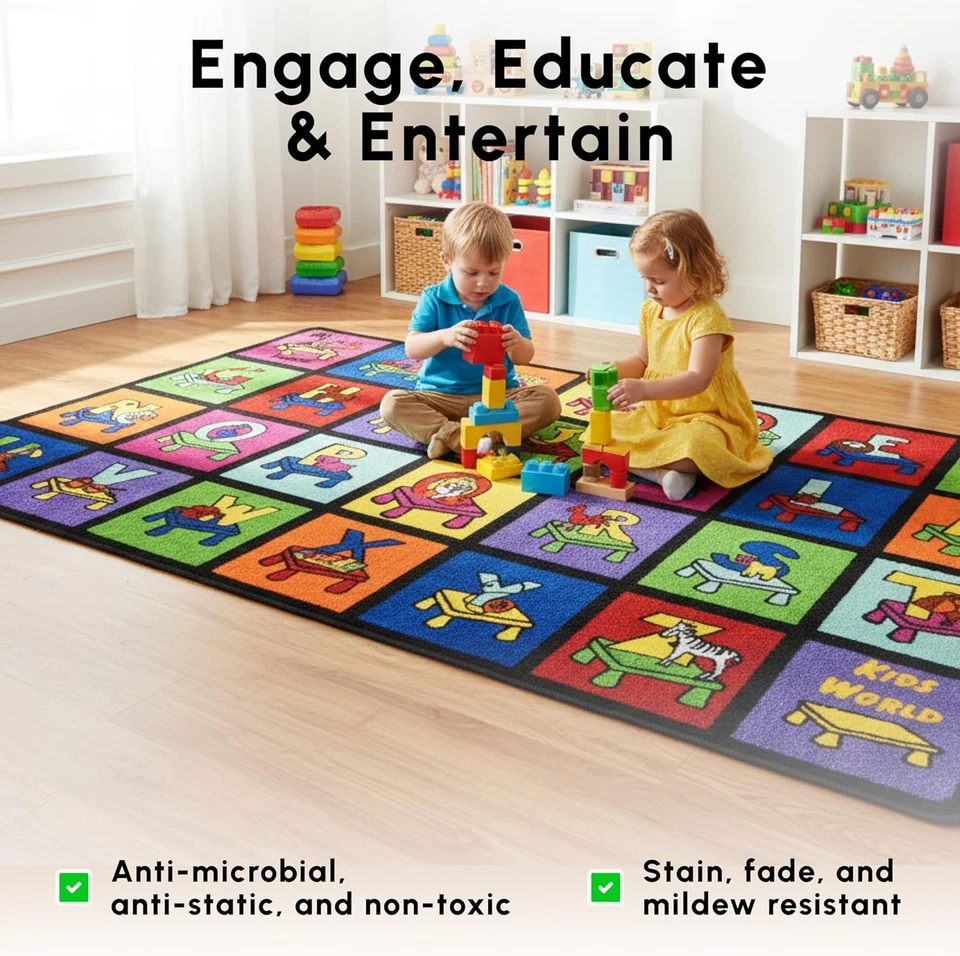 SAFECASTLE Kids My ABC Place Alphabet Rug 7'8x10'4 Colorful Learning Carpet - Image 3 of 4