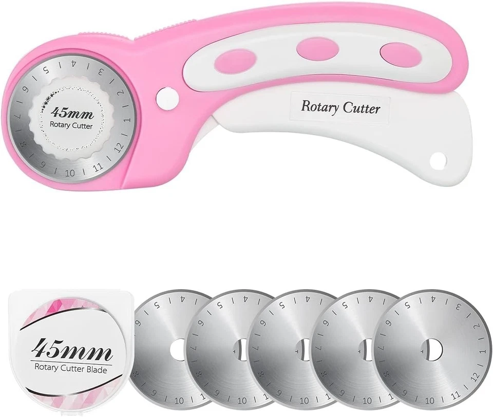 Cortador giratorio 45 mm con cuchillas adicionales para tela cuero acolchado costura artesanía Foto 3 de 4