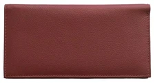 Burgundy Basic Genuine Leather Checkbook Cover For Men & Women