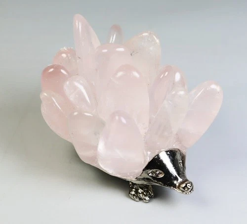 Natural Pink Rose Quartz Crystal Cluster Mineral Craft Hedgehog Mineral Specimen