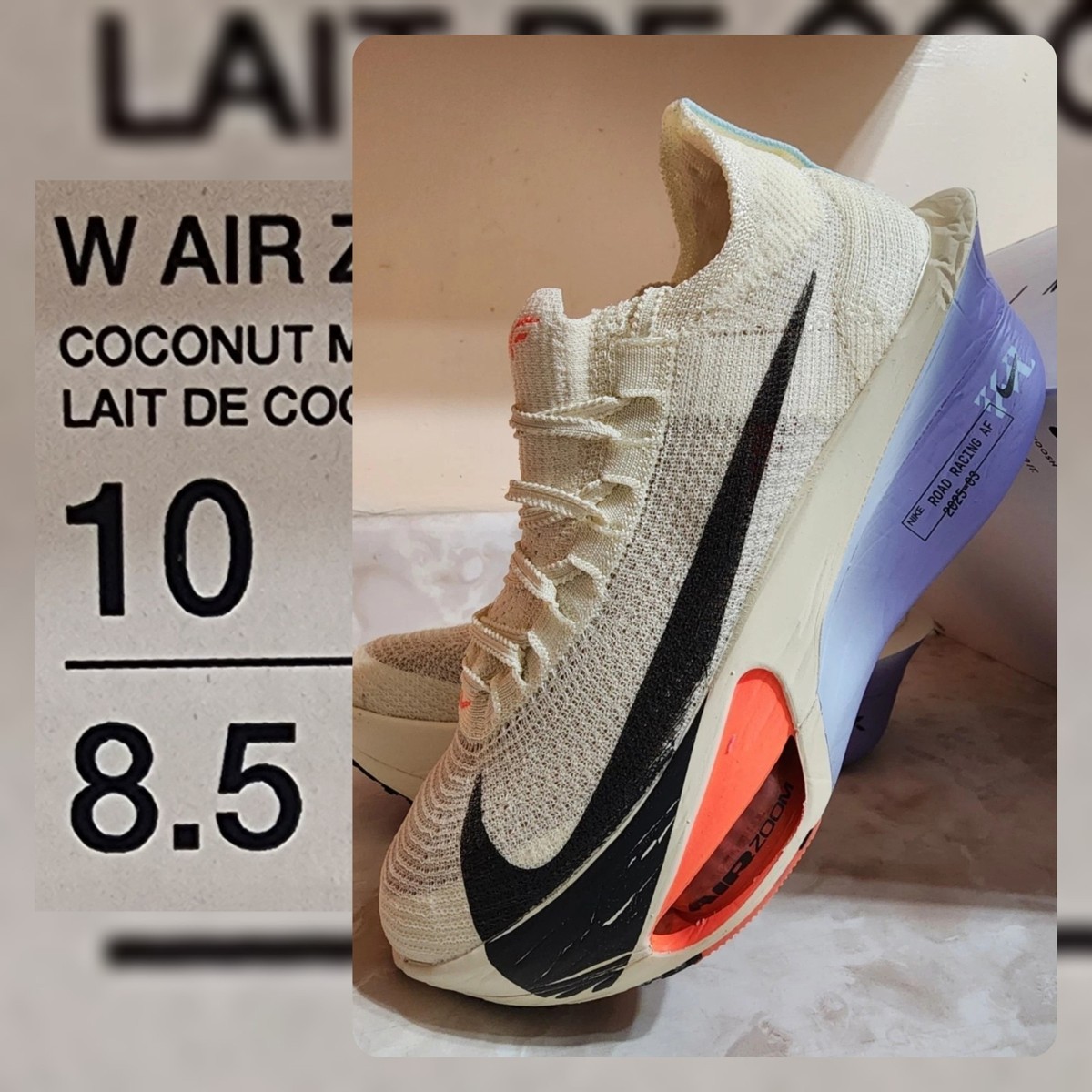 Women's Size 10 NIB Zoom Alphafly Next% Coconut Milk/ Off Noir