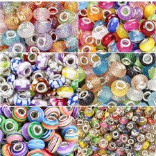 100 x 9x14mm Charms Beads Circle Big Hole European Bracelet