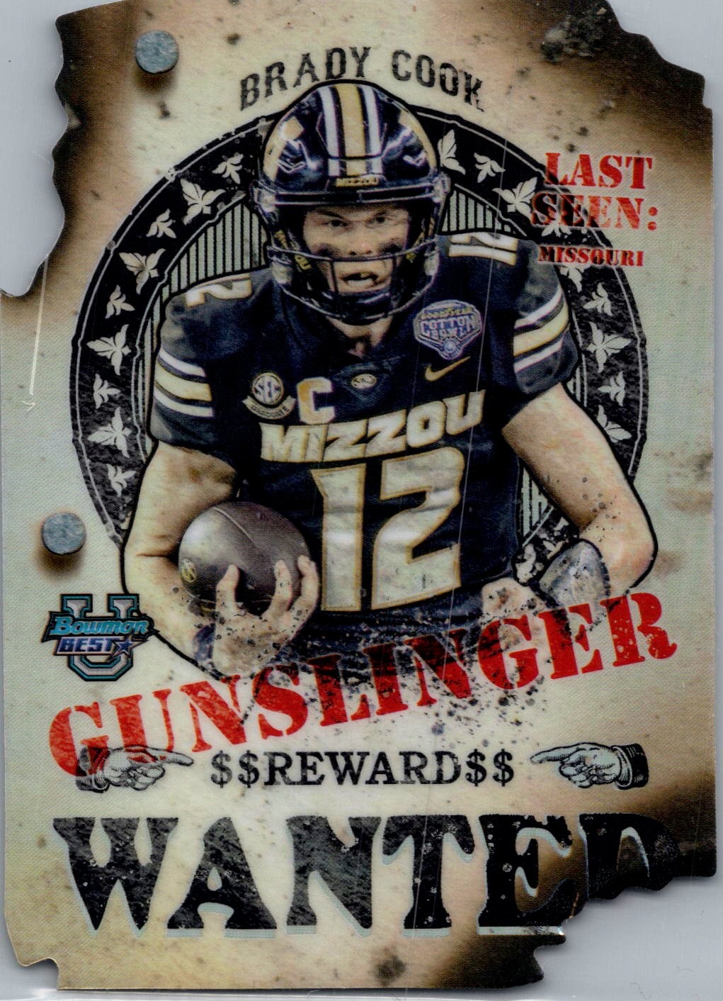 2024 Bowman University Best #GB-11 Brady Cook Gunslingers and Bandits Die Cut