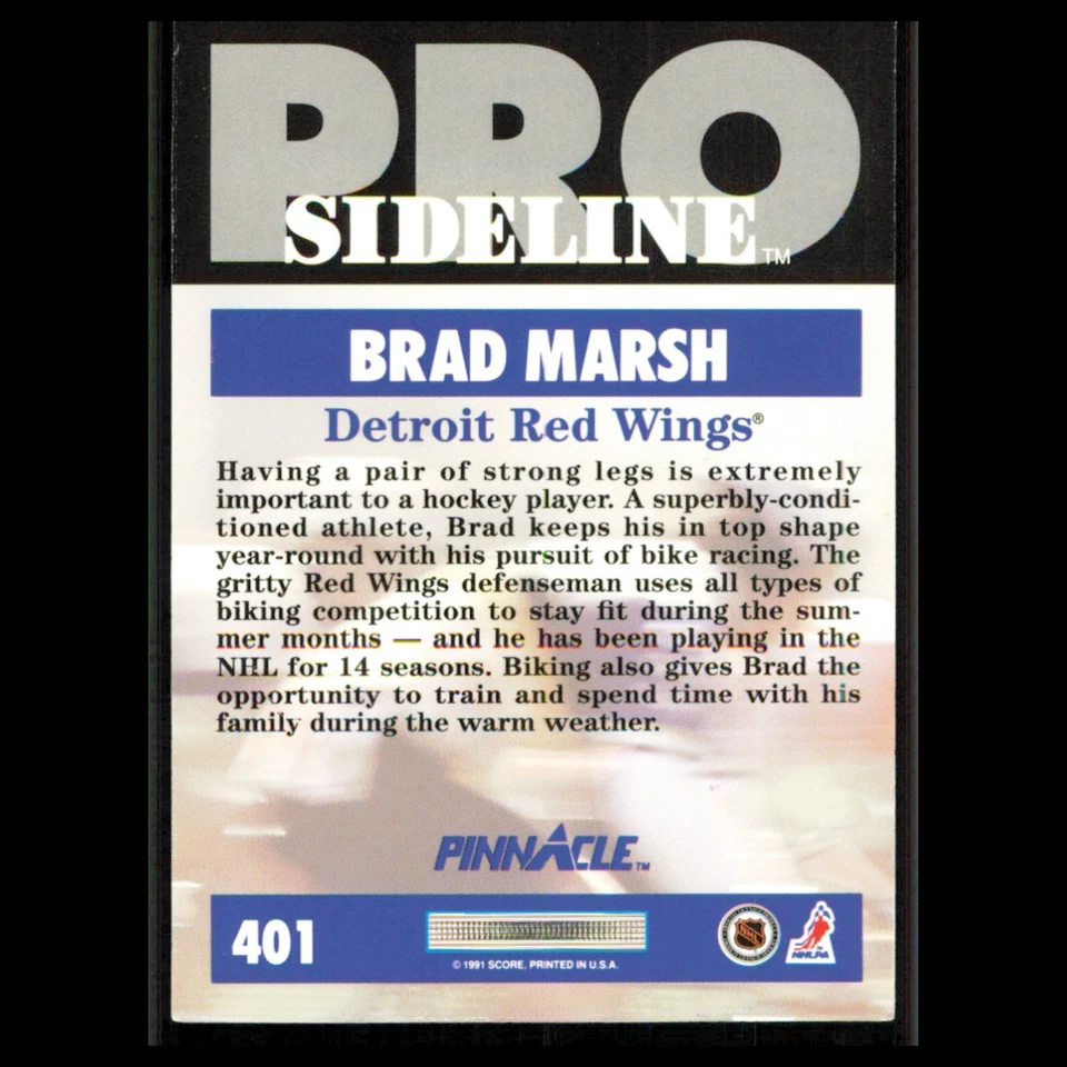 Brad Marsh #401 1991 Pinnacle Detroit Red Wings Hockey Card NHL NM - Image 2 of 3