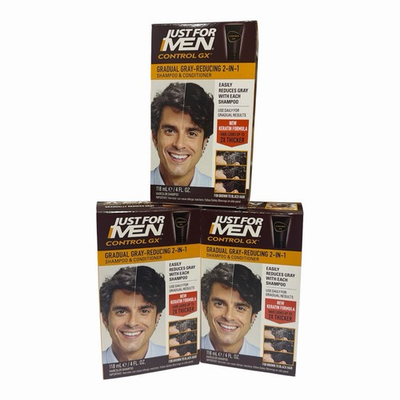 #ad 3 4oz each Just For Men Control GX Gray Reducing 2 in 1 Shampoo Conditioners $29.99