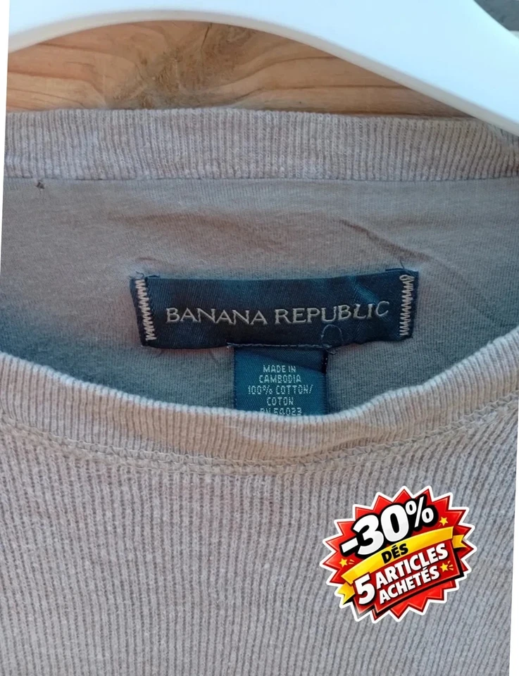 Pull Homme Banana Republic Crème – Taille M – 100 % Coton – Très Bon État - Photo 2/3