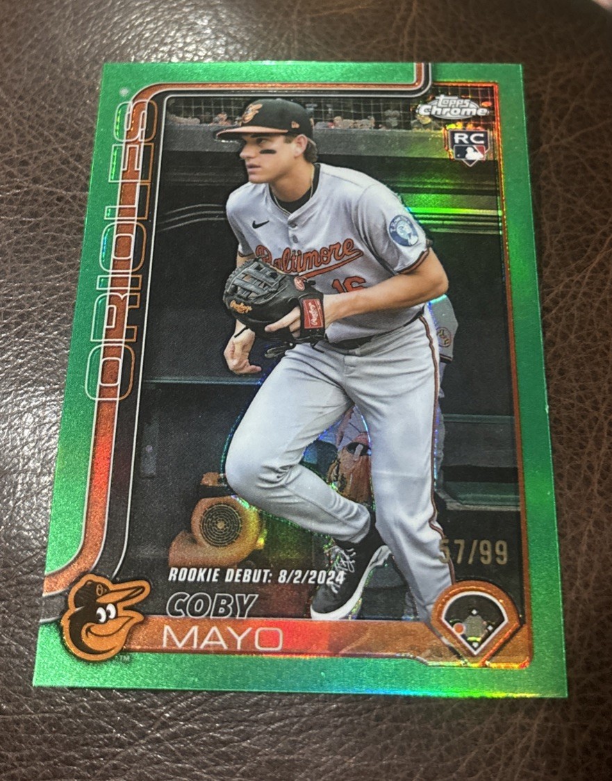 2025 Topps Chrome Update Series - Coby Mayo #USC94 Green Refractor /99 (RC)