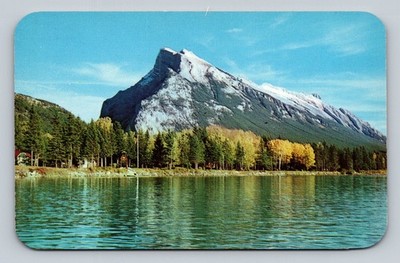 Vintage Mt. Rundle Canadian Rockies Alberta Canada Postcard 1950s