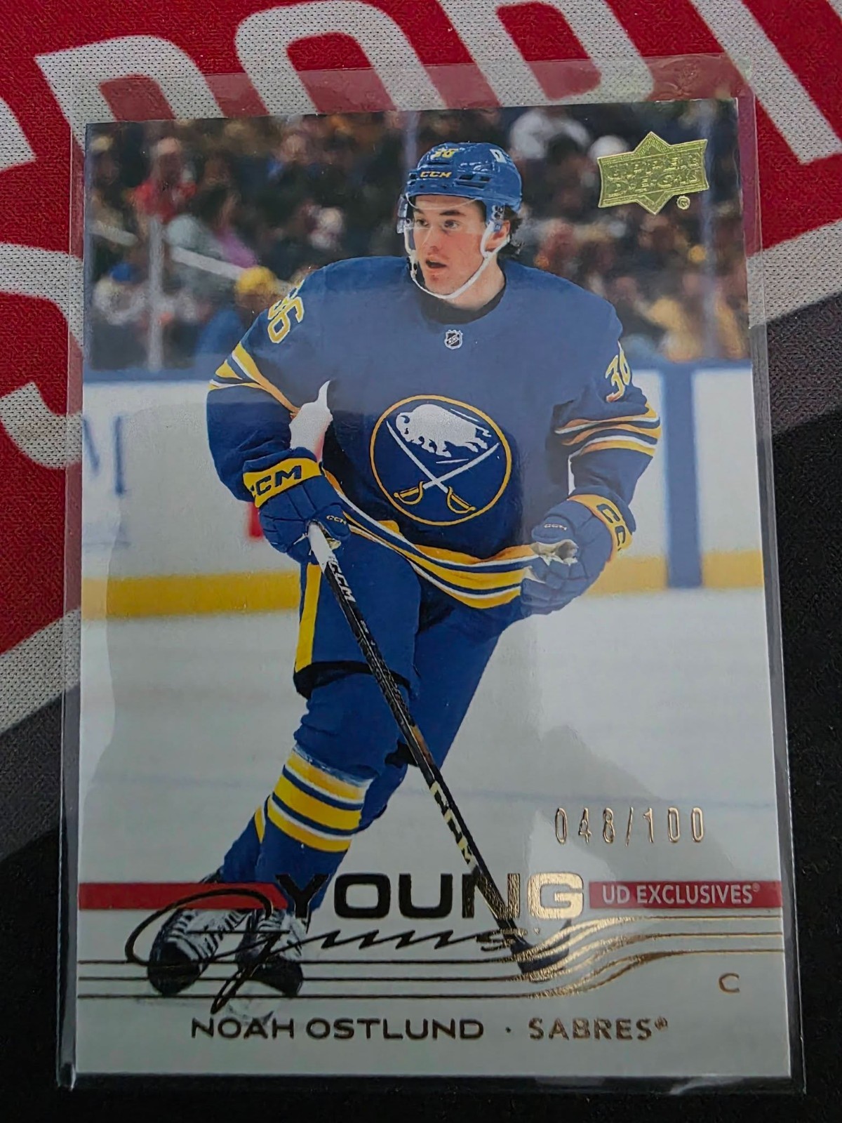 2025 UPPER DECK SERIES 1 #219 NOAH OSTLUND EXCLUSIVES YOUNG GUNS RC ROOKIE /100