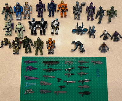 Mega Bloks Halo Figure & Weapon Lot ODST, Spartans, Elites Master Chief & George