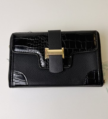 Forever Young Love Black Clutch Crossbody Wallet Purse Bag With Strap NWT