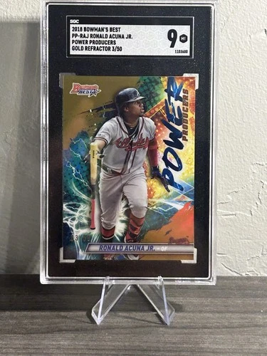 2018 Bowman’s Best Ronald Acuna Jr Power Producers Gold Refractor /50 SGC 9