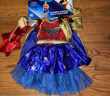 Wonder Woman Girls' Dress up Cape Crown Belt Shoe Covers Superhero Costume 3T 4T