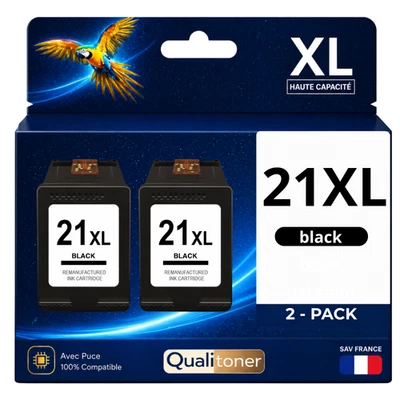 Pack 2 Cartouches compatible pour HP 21XL C9351AE Noir 22ml - Photo 1/4