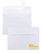 50 PCS White 5x7 Envelopes for Invitations Wedding Postcard Self Seal A7
