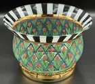 Vintage MacKenzie Childs “Circus” Tulip Shape Hand Painted 8” Art Glass Bowl