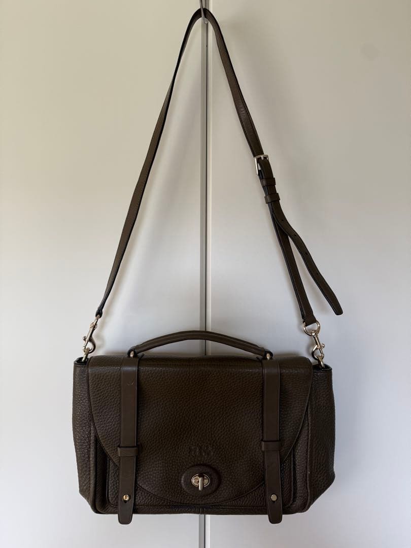 COACH Shoulder Bag Hand Bag Turn Lock Leather Olive Women Used From Japan
