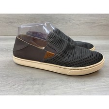 OluKai Pehuea Women's 9 Slip On Shoes Gray Mesh Drop-In Heel Sneakers Shoes