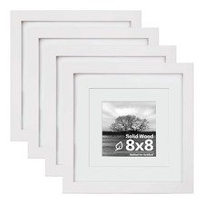 8x8 Picture Frames 4 PCS - Made of Solid Wood Covered by Plexiglass for Table...