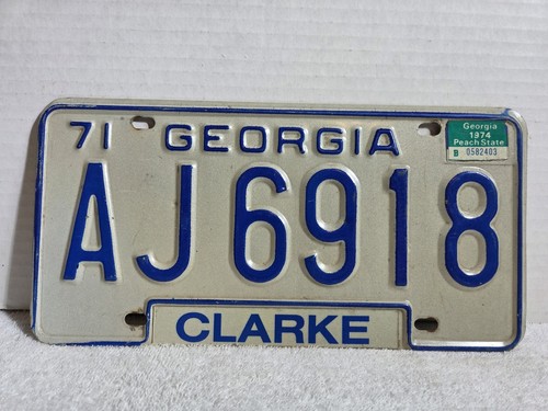 Vintage 1974 Georgia License Plate - CLARKE COUNTY