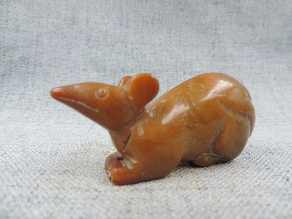 Pingente de jade hetian chinês antigo esculpido à mão estátua de rato - Imagem 4 de 4