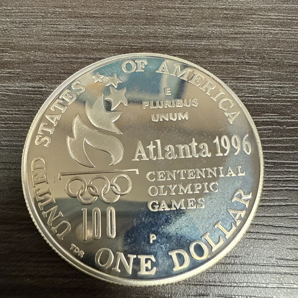 1996-P $1 Atlanta Olympic High Jump Commemorative Silver Dollar Proof - Image 2 of 2