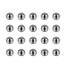 20pcs Beads 6mm Stainless Steel 2.5mm Hole Dia Bead for DIY Crafts, Silver Tone