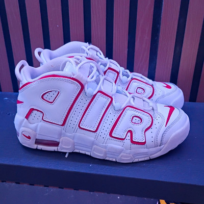 Nike Air More Uptempo Boys Mid Top Sneakers White/Red US 7Y DJ5988-100