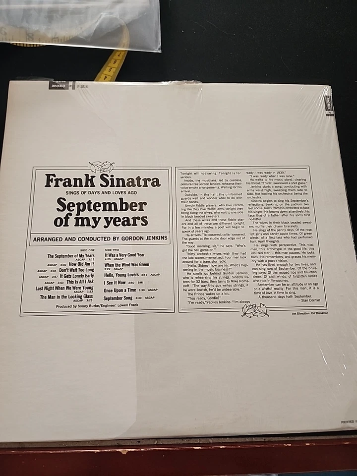 Frank Sinatra - September Of My Years - 1965 Vinyl Lp in Near Mint Condition!! Foto 2 de 4