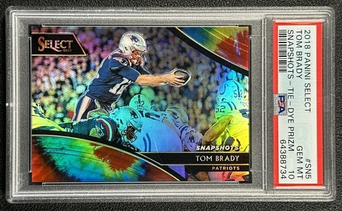TOM BRADY PSA 10 2018 PANINI SELECT #SN-5 SNAPSHOTS TIE-DYE PRIZM 15/25 PATRIOTS