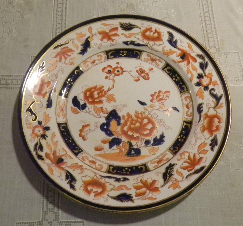 Brownfield Imari Ironstone Plate circa 1885 9.5 inches + NOLA Antique Store Tag