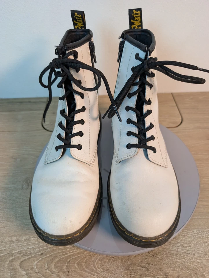 Botas de Combate Dr Doc Martens Para Hombre 6 Cuero Blanco Con Cordones Festival Clásicas AW004 Foto 3 de 4