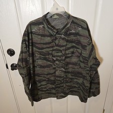 Vintage Atlanco US Military Coat Mens Large Green Tiger Stripe Camo Rip Stop BDU