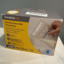 Medela Easy Pour Breast Milk Storage Bag Pouches Clear 100 Ct 210 mL Leak Proof