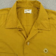 VINTAGE Penneys Towncraft Shirt Medium 15.5 60s Loop Camp Collar Embroidered VTG