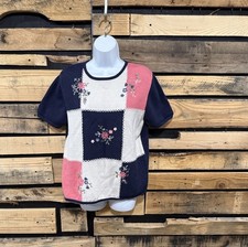 VTG Sweater Alfred Dunner Embroidered Floral Cottagecore Grandmacore Small